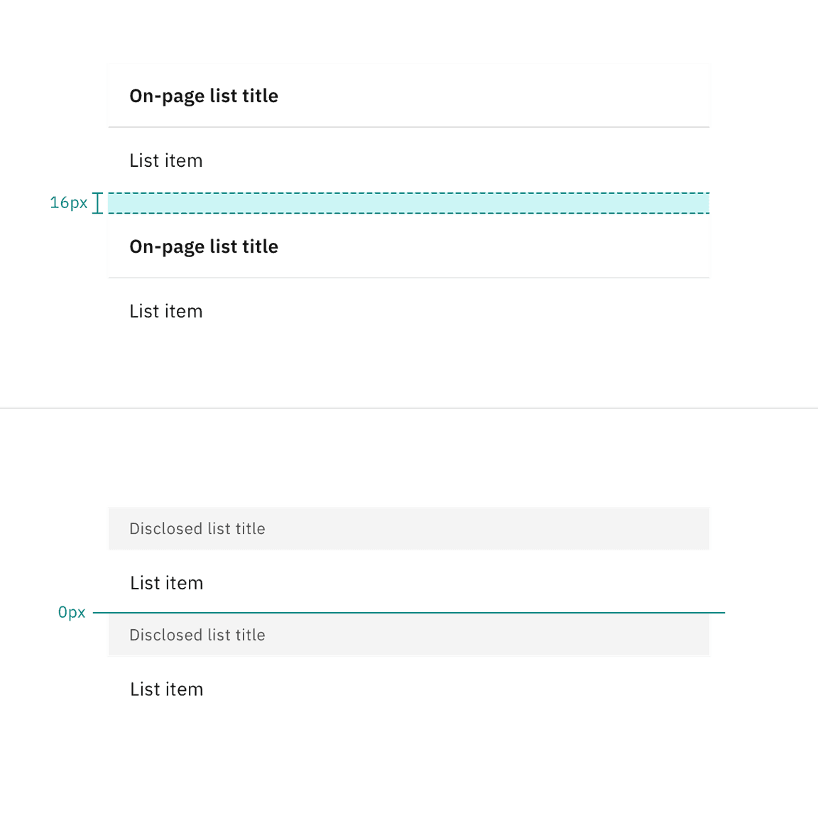 Contained list alignment